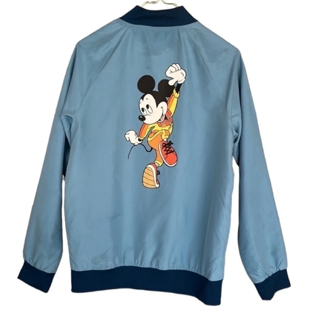 Disney Mickey Mouse Retro Windbreaker Jacket Blue Stripe Small - Picture 2 of 10